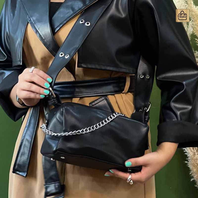 کیف دوشی دخترانه مدل پانچی چرم کد b73